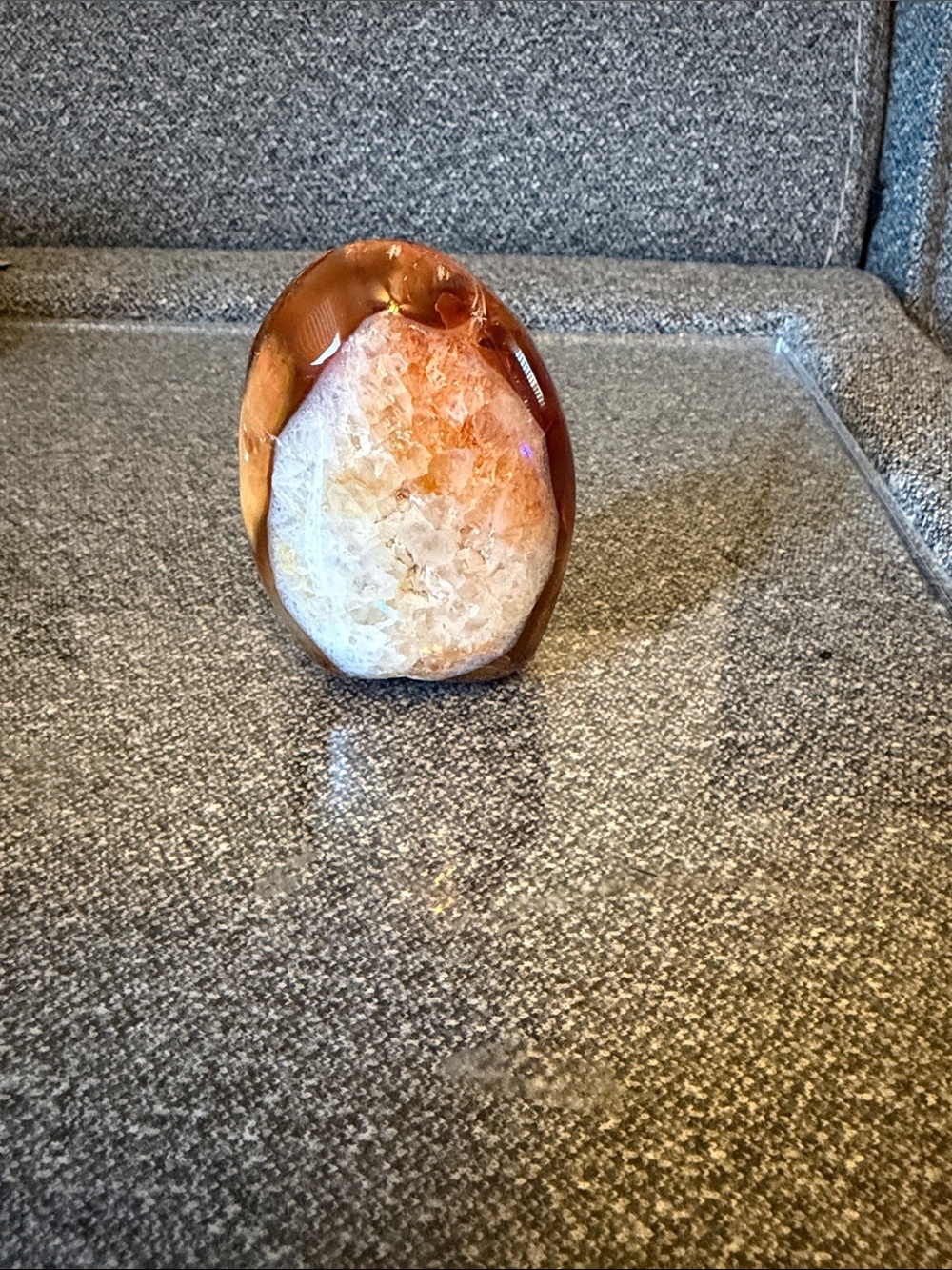 Brown and White Agate Geode Sculpture - Decorative Home Art